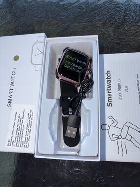 Unbranded Smartwatch - Black Band with Rose Gold Case